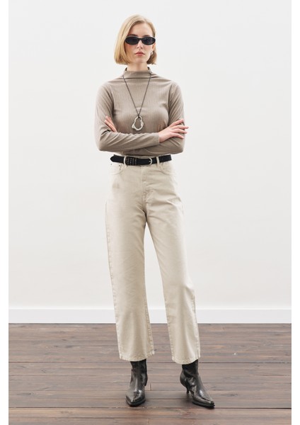 Straıght Ankle Jean Pantolon Bej