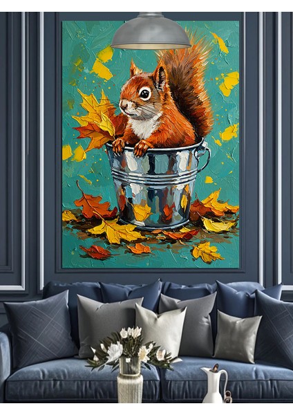 Sonbahar Yaprakları ve Sincap Dekoratif Kanvas - Mdf Ahşap Tablo indirimleri