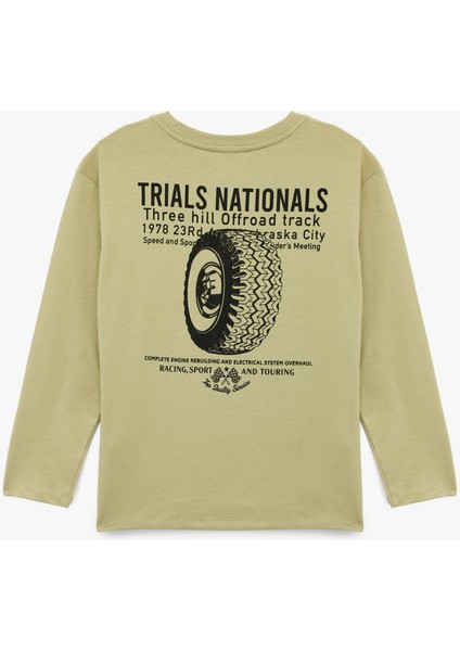 Uzun Kollu Bisiklet Yaka Pamuklu Baskılı Oversize Tişört fiyatları