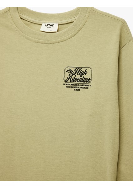 Uzun Kollu Bisiklet Yaka Pamuklu Baskılı Oversize Tişört modelleri