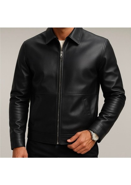 Premium Slim Fit Fermuarlı Basic Deri Ceket fiyatları