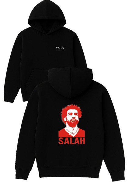 Salah Tasarım Baskılı Oversize Siyah Kapüşonlu Sweatshirt