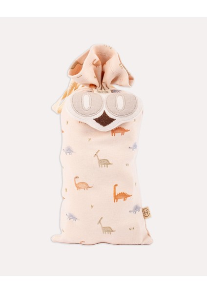 %100 Organik Pamuk Gots Sertifikalı 4’lü Keseli Dinazor Bebek & Yenidoğan Set - Ekru