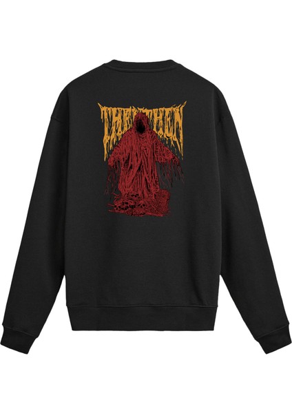 Sırt Baskılı Death Metal Karanlık Figür Sweatshirt