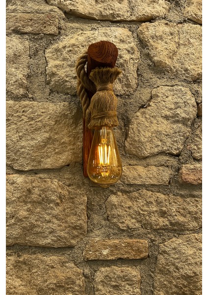 Doğal Halatlı Ahşap Duvar Apliği Bohem Tarzı Kafe Ofis Balkon Dekoratif Aydınlatma 5 Adet fiyatları