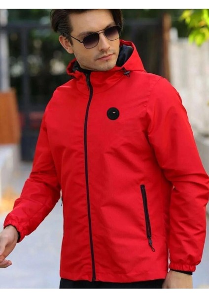 İçi Astarlı Su ve Rüzgar Geçirmez Erkek Cepli Yağmurluk