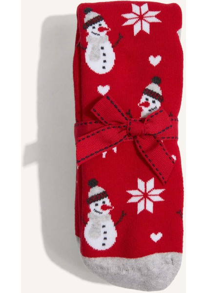 Kadın Yılbaşı Temalı 2'li Pamuklu Uzun Çorap G3907AXNS