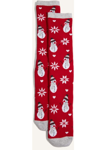 Kadın Yılbaşı Temalı 2'li Pamuklu Uzun Çorap G3907AXNS modelleri