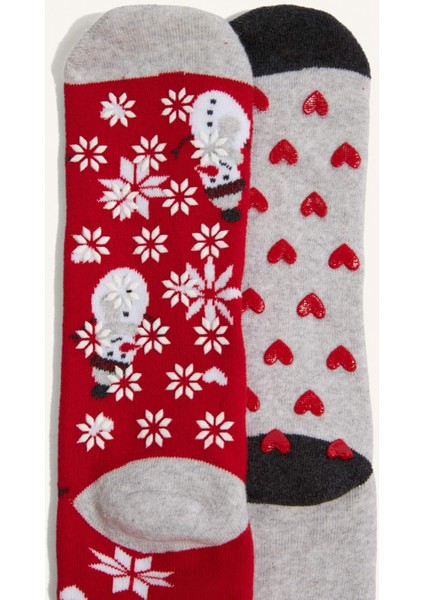 Kadın Yılbaşı Temalı 2'li Pamuklu Uzun Çorap G3907AXNS fırsatları