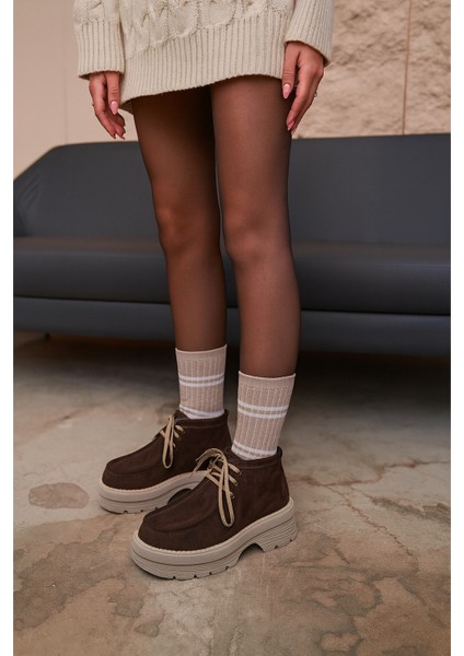 Anna Kahve Süet Renkli Casual Bağcıklı Kadın Bot modelleri