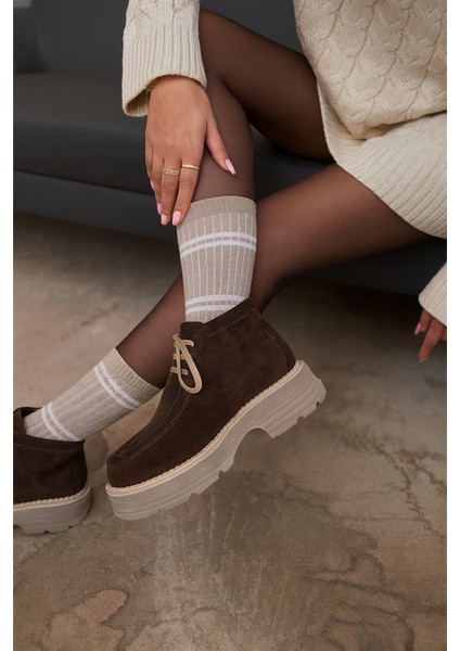 Anna Kahve Süet Renkli Casual Bağcıklı Kadın Bot fırsatları