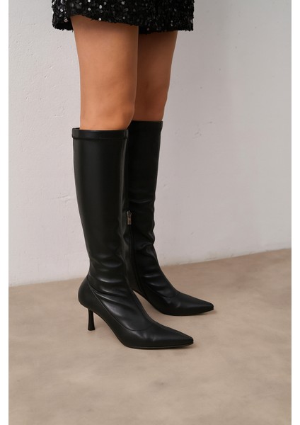 Cristina Siyah Renkli Lux Strech Sivri Burunlu Ince Topuklu Kadın Çizme modelleri