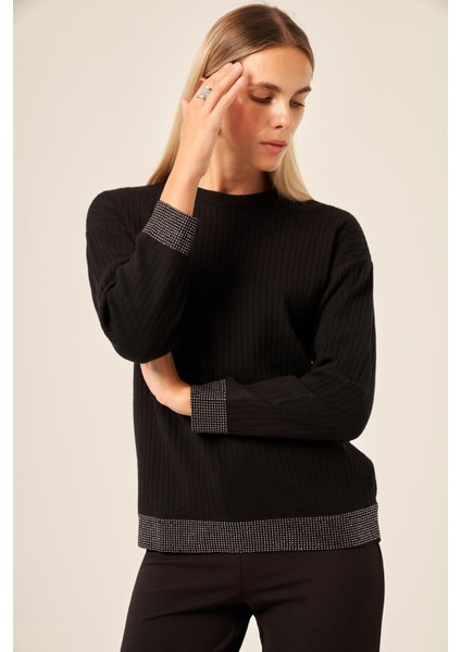 Ftz Kadın Taş Detaylı Bluz Siyah 20845 modelleri