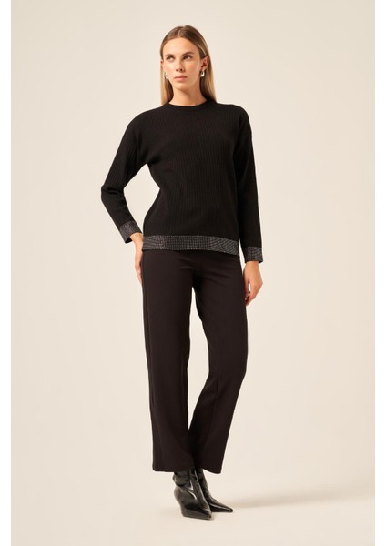 Ftz Kadın Taş Detaylı Bluz Siyah 20845 indirimleri