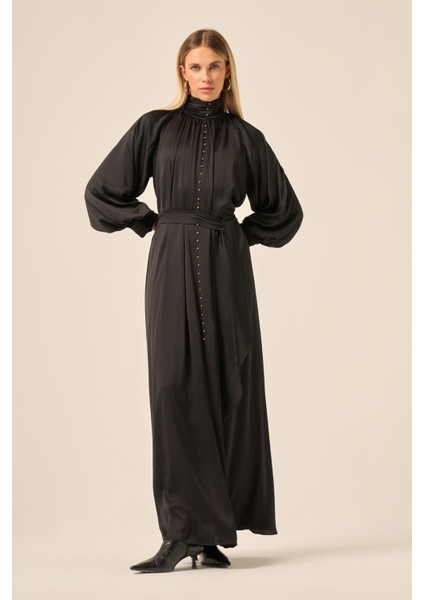 Kadin Ipek Saten Elbise Siyah 31208 fiyatları