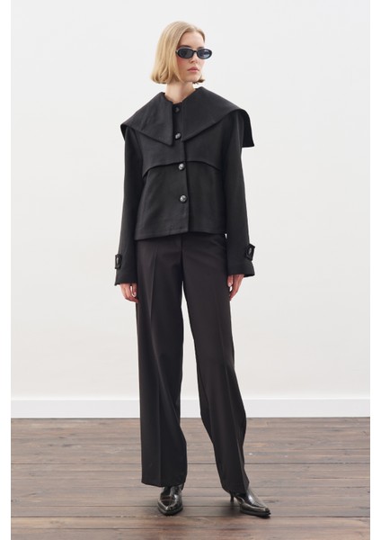 Düğme Detaylı Kaşe Ceket Siyah indirimleri