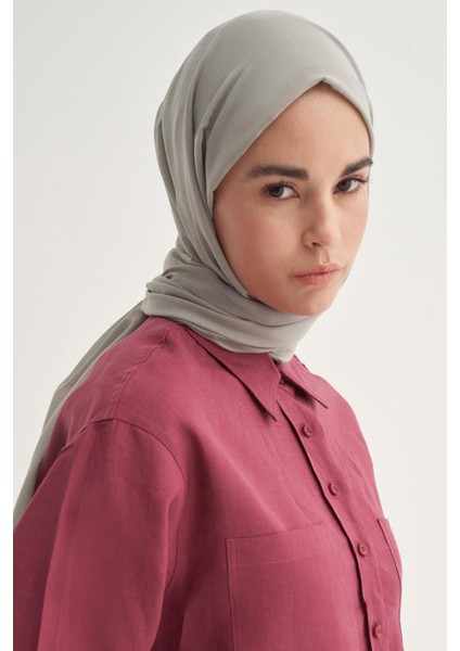 Organik Kırışık Şal Açık Gri