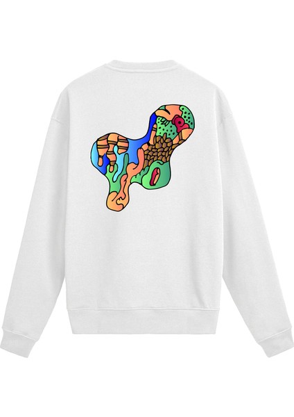 Sırt Baskılı Soyut Sanat Tasarımlı Sweatshirt