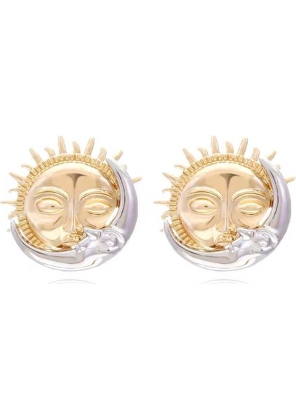 Çelik Ay Güneş Küpe