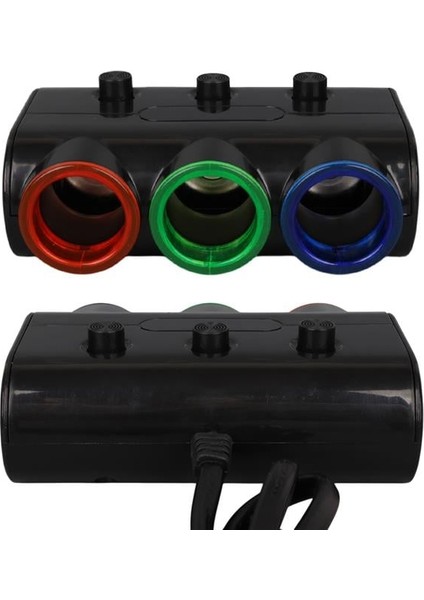 1523 12-24V Çift USB Girişli 120W 80CM Kablolu 3'lü Araç Çakmak Çoklayıcı fiyatları