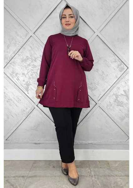 Kadın Kolye Detaylı Taşlı Tesettür Tunik fiyatları