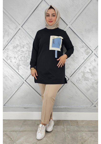 Kadın Kombinli Sallantı Aksesuar Detaylı Tesettür Tunik modelleri