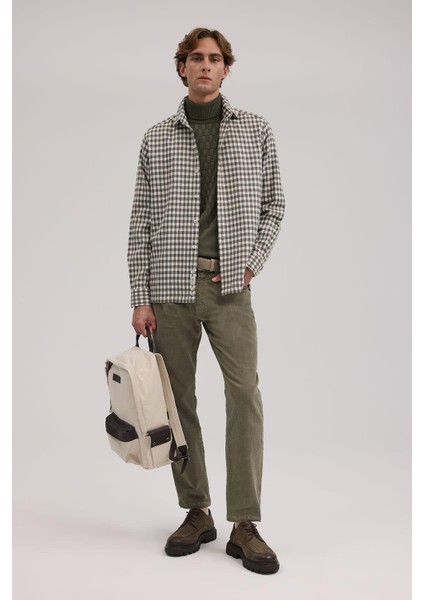 Haki Classic Fit Kareli %100 Pamuk Gömlek fiyatları