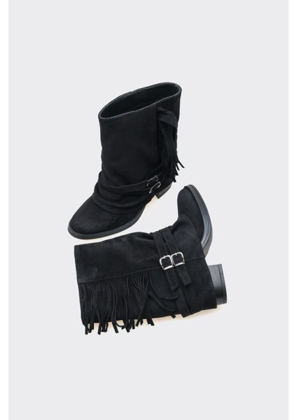 Leros Siyah Hakiki Deri Süet Bot modelleri