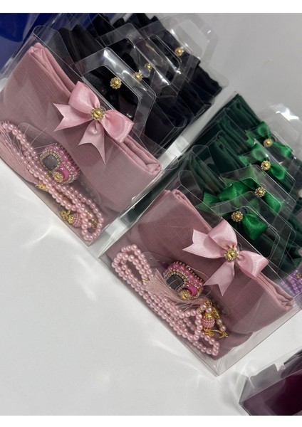 20 Adet Pudra Hediyelik Kutulu Örtü, Tesbih ve Taşlı Zikirmatik Seti, Umre Hac Hediyesi fiyatları