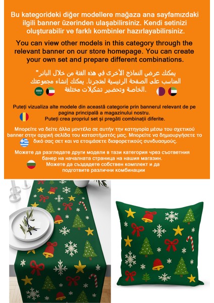 Yılbaşı Serisi Çift Tarafı Dijital Baskılı 4'lü Kırlent Kılıfı Seti (Christmas Noel Cushion Cover) indirimleri