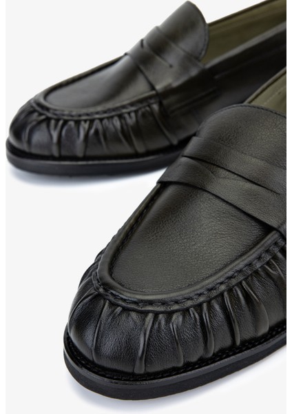 Kadın Hakiki Deri Siyah Deri Loafer Ayakkabı 987 Z146 Bn Ayk SK25-26 Sıyah Derı modelleri