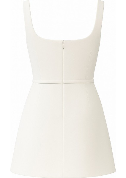 Kadın Beyaz Kare Yaka Inci Detaylı Mini Nikah Nişan Söz Abiye Elbise fiyatları