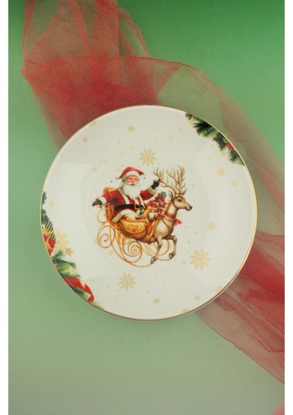 Christmas Reindeer Altın Yaldızlı Porselen Salata Kasesi