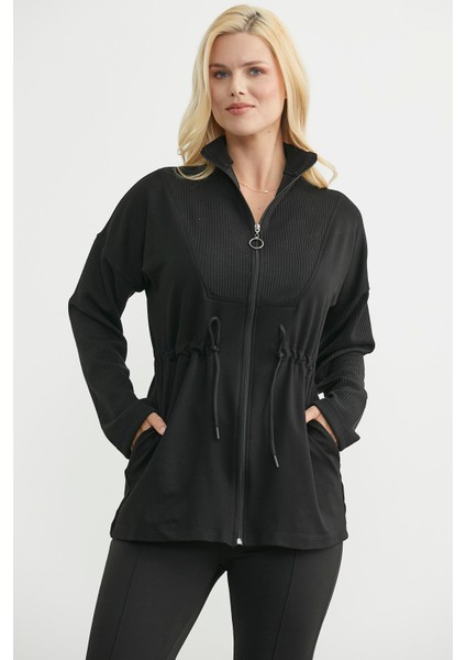 Dik Yaka Tam Fermuarlı Tunik - Siyah fiyatları