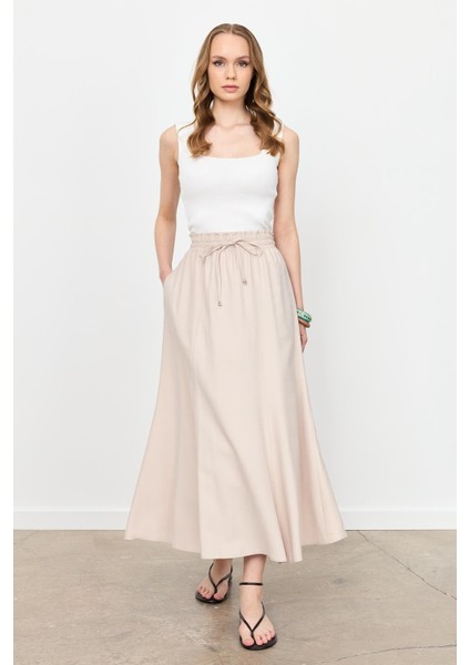 Beli Lastik Modal Uzun Etek-Taş