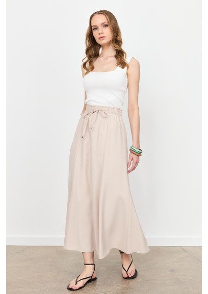 Beli Lastik Modal Uzun Etek-Taş