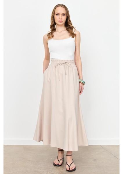 Beli Lastik Modal Uzun Etek-Taş
