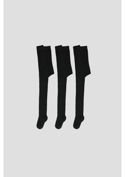 3 Adet Kurdele Aksesuarlı Pamuklu Kız Çocuk ve Bebek Külotlu Çorap