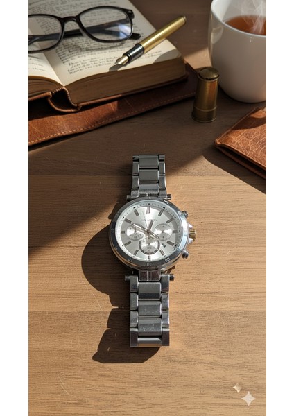 Erkek Kol Saati Gümüş Renk, Gümüş Kadran - Şık Metal Kordon, 2 Yıl Garantili fiyatları
