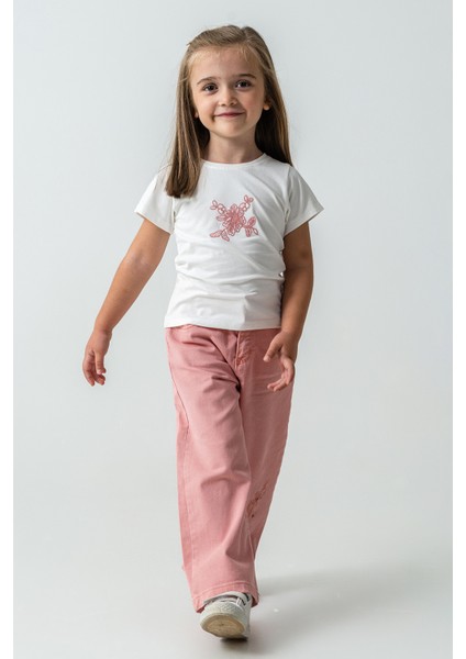 Incili Çiçek Nakışlı Kız Çocuk 3\'lü Takım - 26K 6367 indirimleri