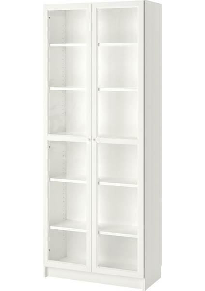 Cam kapaklı kitaplık, beyaz, 80x42x202 cm