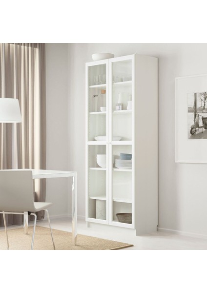 Cam kapaklı kitaplık, beyaz, 80x42x202 cm fiyatları