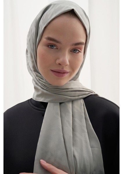 Kazayağı Desen Pamuk Ipek Şal Açık Gri