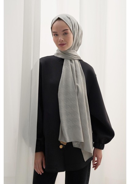 Kazayağı Desen Pamuk Ipek Şal Açık Gri modelleri