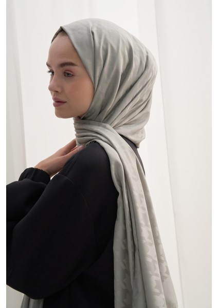 Kazayağı Desen Pamuk Ipek Şal Açık Gri fırsatları