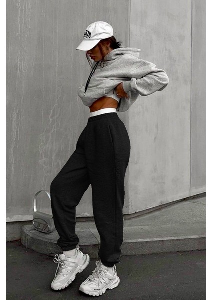 Erkek Kadın Kışlık Şardonlu Jogger Eşofman Altı Ultra Bol Kalıp Paça Lastikli fiyatları