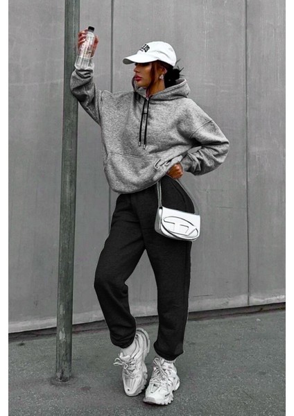 Erkek Kadın Kışlık Şardonlu Jogger Eşofman Altı Ultra Bol Kalıp Paça Lastikli modelleri