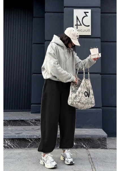 Erkek Kadın Kışlık Şardonlu Jogger Eşofman Altı Ultra Bol Kalıp Paça Lastikli fırsatları