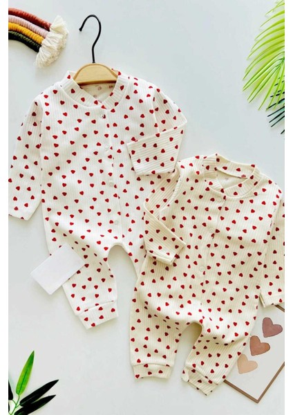 Kız Bebek Küçük Kalp Baskılı Raporlu Çıtçıtlı Yenidoğan Bebek Tulumu %100 Pamuk Esnek 1-3-6 Aylık fiyatları