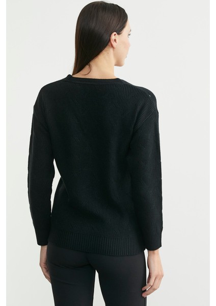 Metal Düğmeli Oversize Triko Hırka - Siyah fırsatları